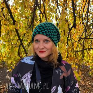 Czapka ciepła dzianina swetrowa na podszewce damska rozmiar