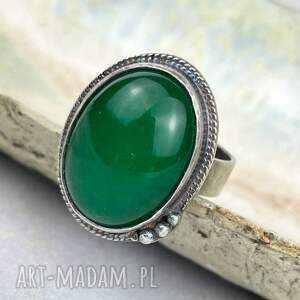 pierścionek z jadeitem w odcieniu lasu a1060, zielony pierścień