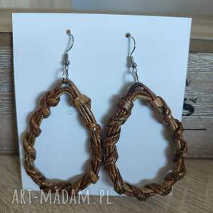 Kolczyki papierowa wiklina, wiszące, moda