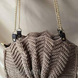 torebka recznie pleciona ze sznurka i skory naturalnej, torebka ze sznurka, skora