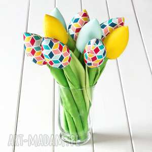 handmade pokoik dziecka tulipany, bawełniany bukiet w geometryczne wzory