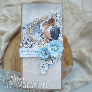 scrapbooking kartki kartka na ślub z kwiatami, parą młodą