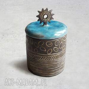 handmade ceramika pojemnik ceramiczny turkusowy