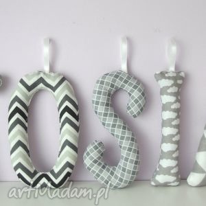 literki szyte imię tosia ozdoba pokoju - pinezka pokoik dziecka