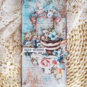 Prezent Kartka Best wishes, ręcznie robiona, elegancka