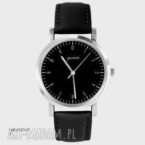 zegarek, bransoletka - simple elegance czarny, skórzany klasyczny, pasek