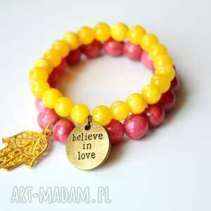 ręcznie wykonane bracelet by sis: belive in love w żółtych
