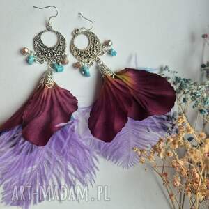 kolczyki kolorowe energetyczne pióra duże lekkie wykonane w pojedynczym
