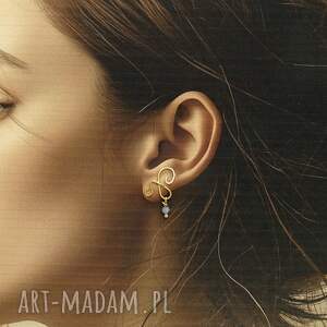 srebrne pozłacane kolczyki lines z kyanitem, inny wzór