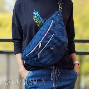 happyart granatowa welurowa nerka xxl, mini plecak nerkoplecak na prezent