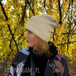 czapka ciepła dzianina swetrowa na podszewce damska rozmiar uniwersalny