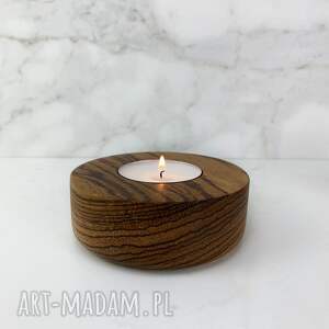 drewniany świecznik egzotyczny na duży tealight, drewno egzotyczne dodatki