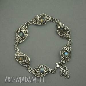 Bransoletka z kolorowymi labradorytami - wire wrapping