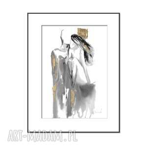 ślub grafika z cyklu "lovers" malowana i złocona ręcznie o wymiarach 30cm x