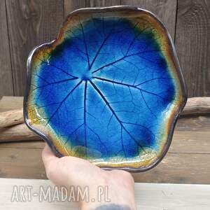 ceramiczna paterka liść malwy c894 na świece kadzidła, ceramika prezent