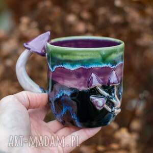 handmade ceramika handmade kubek z grzybkiem | zombieland violet| ok 500 ml |3 grzybki