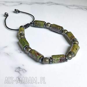 premium jaspis smocza krew i piryt długość regulowana, unikat unikatowa