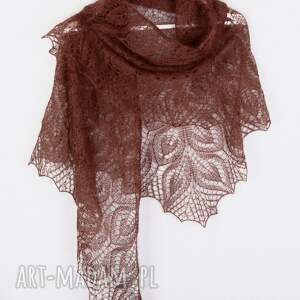 Prezent w liście - kolor orzechowy, elegancka chusta