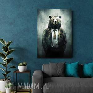portret hipsterskiego niedźwiedzia - wydruk na płótnie 50x70 cm B2, obraz