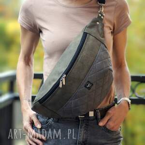 Prezent nerka XXL ciemna oliwka z szarością, mini plecak, nerkoplecak