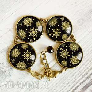 handmade na święta prezent efektowna bransoleta ze snieżynkami - idealna