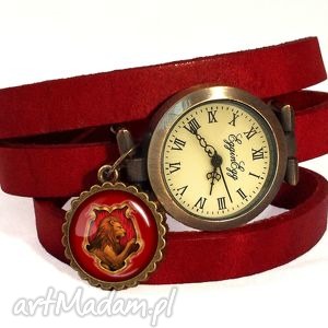gryffindor - zegarek / bransoletka na skórzanym pasku, harry potter
