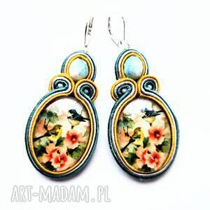 Dwa Ptaki kolorowe, kolczyki sutasz