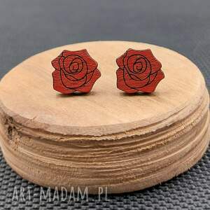 kolczyki drewniane róże