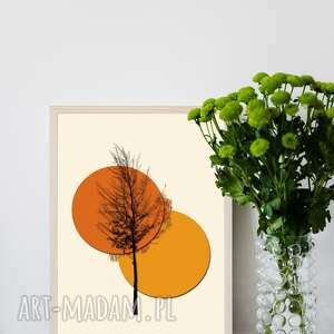 art print A3 - tree versus circles, grafika drukowana ilustracja abstrakcyjna