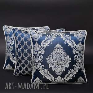 ręcznie zrobione poduszki poduszki dekoracyjne komplet 3 barok ornament granat