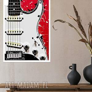 biała gitara - grafika A4, muzyka plakat, plakat A4 dekoracja