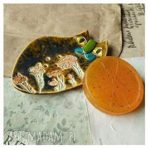 handmade ceramika mydelniczka kot