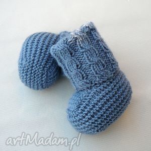 handmade buciki skarpetki newborn z warkoczem