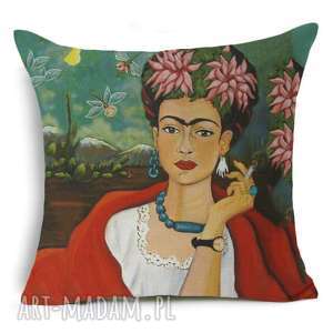 poszewka na poduszkę z frida kahlo, artytska kolorowa etno