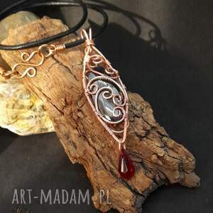 hematyt w miedzi - wisiorek wire wrapping