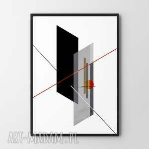 plakaty plakat geometryczny biało-szary - format 30x40 cm