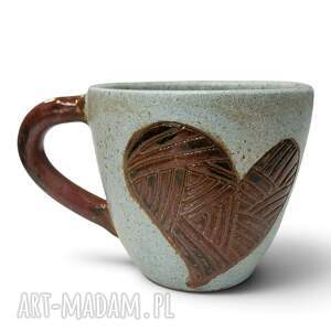 Ręcznie robiony kubek ceramiczny 250 ml - błękit i miedź