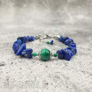 Bransoletka kobaltowa malachit, lapis lazuli