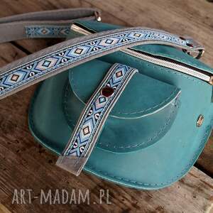 handmade nerki skórzana nerka turkus błękit aztecka etno