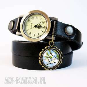 ręcznie wykonane bransoletka, zegarek - błękitne niebo czarny