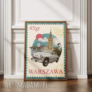plakat u nas w warszawie A3 29,7x42cm, kolaż warszawa