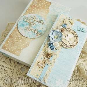 handmade scrapbooking kartki kartka z okazji chrztu - w pudełku