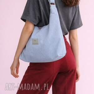 Sztruksowa torba hobo Margo Błękitna, worek