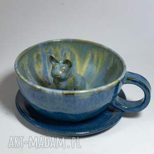 azulhorse ceramiczna filiżanka z figurką buldożka francuskiego - niebieska ok