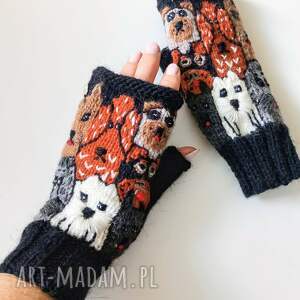 Mitenki z serii kolorowe psiaki/ Rękawiczki bez palców /Pieski/