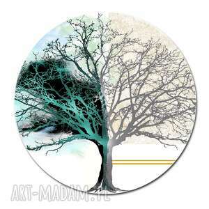 obraz szklany drzewo dnia i nocy, średnica 70 cm nowoczesny obraz, grafika