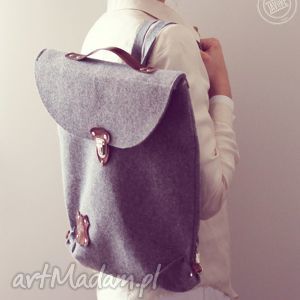 torebki plecak - torba silverback filc ze skórą ręcznie lakierowaną
