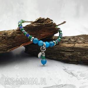 handmade bransoletka chainmaille - apatyt, jadeit, kianit