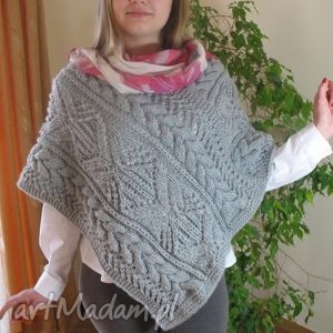 handmade poncho popielate ponczo