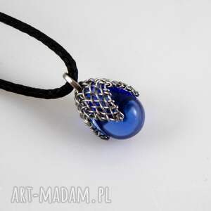 błękitny w siateczce - wisiorek xs prosty naszyjnik, biżuteria boho